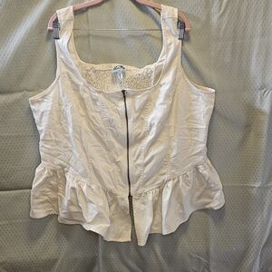 Future Collective Cream Peplum Zip-Up Tank Top